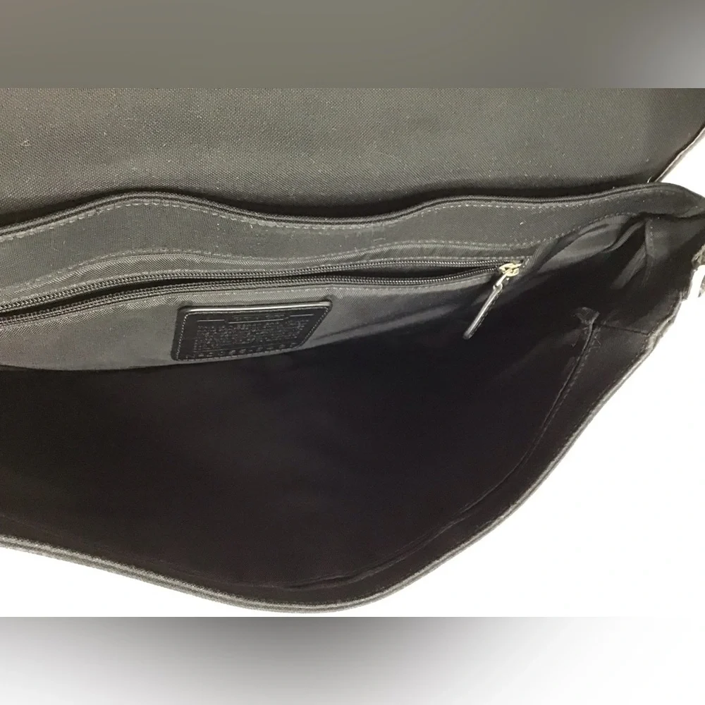 Coach Black Leather Canvas Messenger laptop Bag - Picture 14 of 16